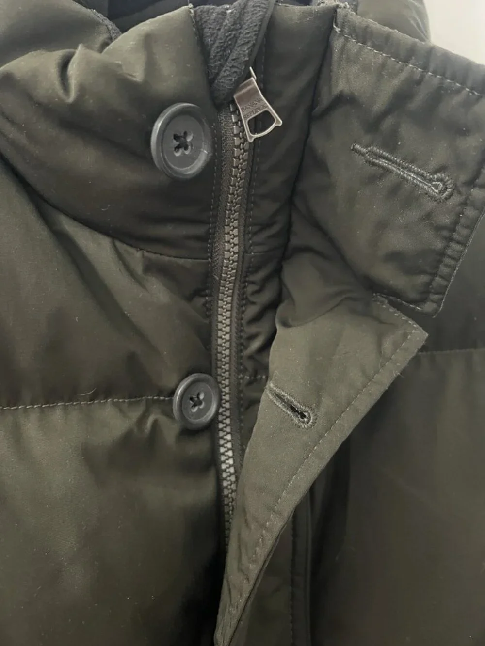 Banana Republic Goose Down Puffer Vest Men's LG Green Full Zip Button Front